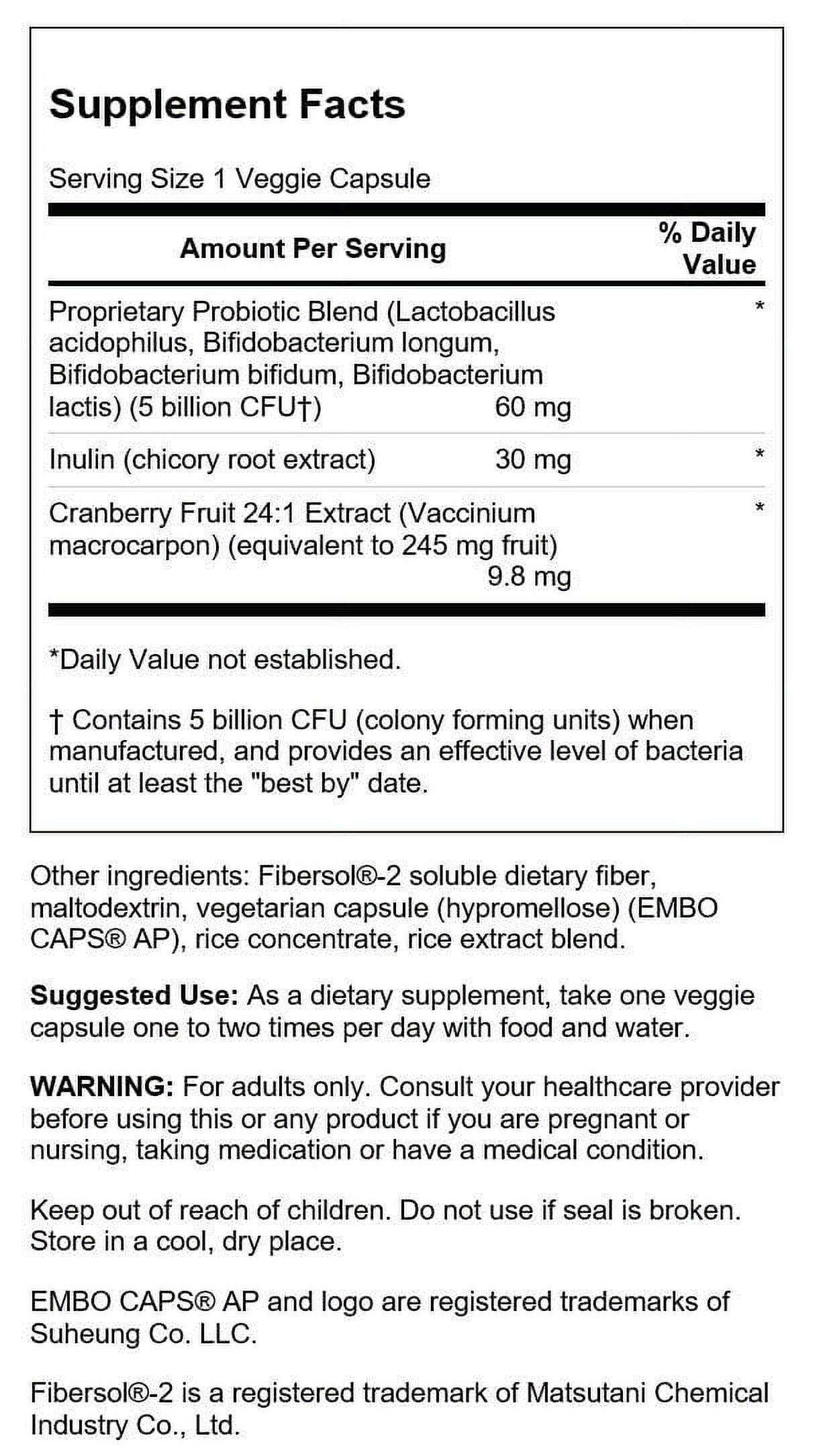 Cranberry Probiotic 5 Billion Cfu 60 Veggie Drcapsules