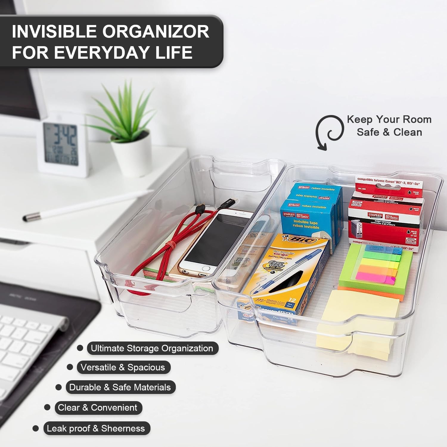 Refrigerator Organizer Bins   Clear Plastic Bins for Fridge, Kitchen Cabinet, Freezer, Pantry Organization and Storage, BPA Free Fridge Organizer, 12.5" Long (Set of 8) (6)