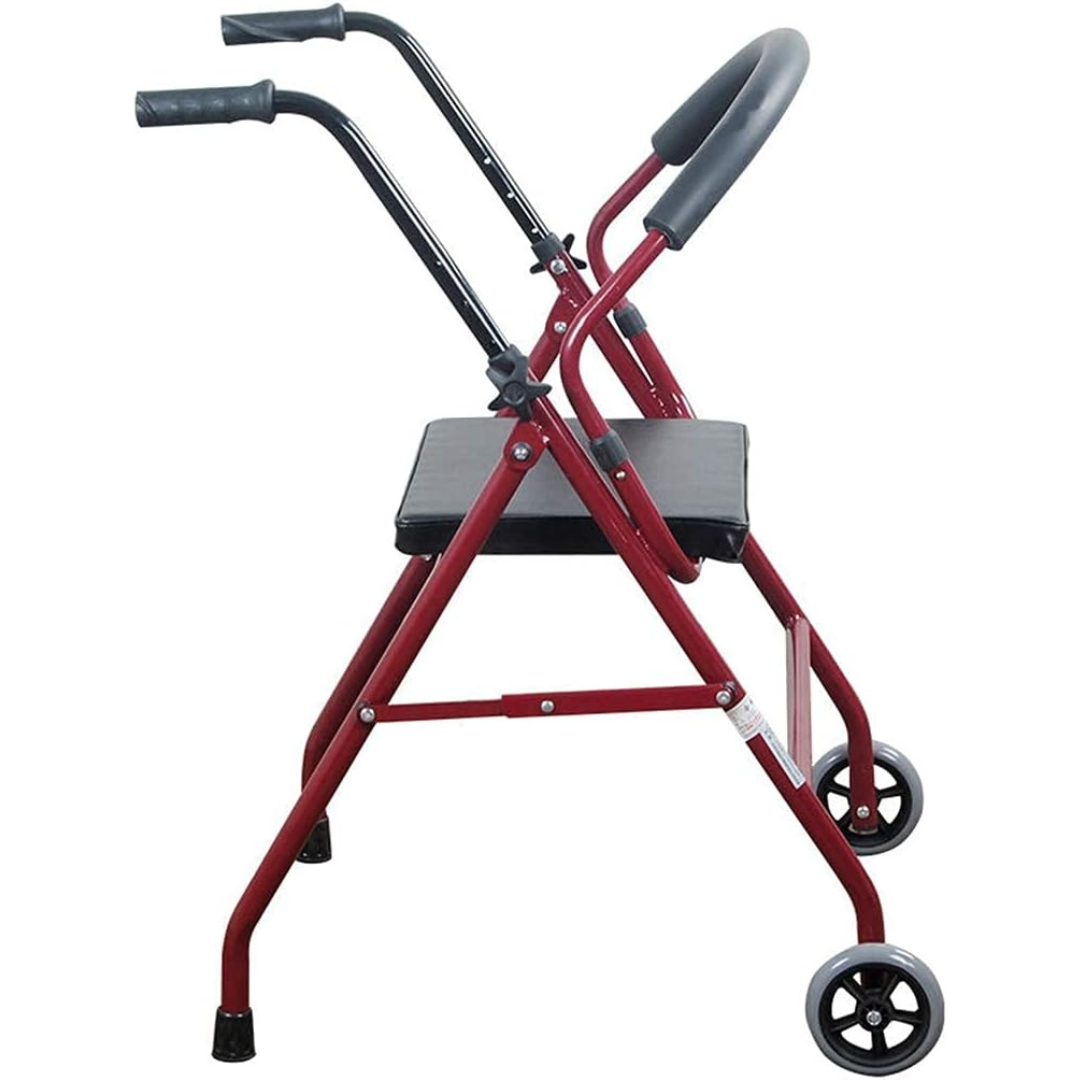 Drive Medical , Foldable Rollator For Seniors and Elders, Wheel size With Height Adjustable 15 inch, Weight Capacity 300lbs,Red Color, Foldable , 1239RD