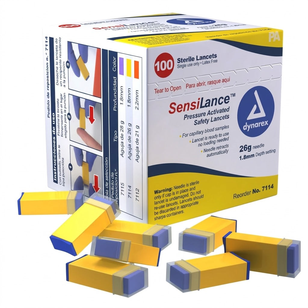 Pressure Activated Lancets 26g 1.8mm Yellow (bx/100)
