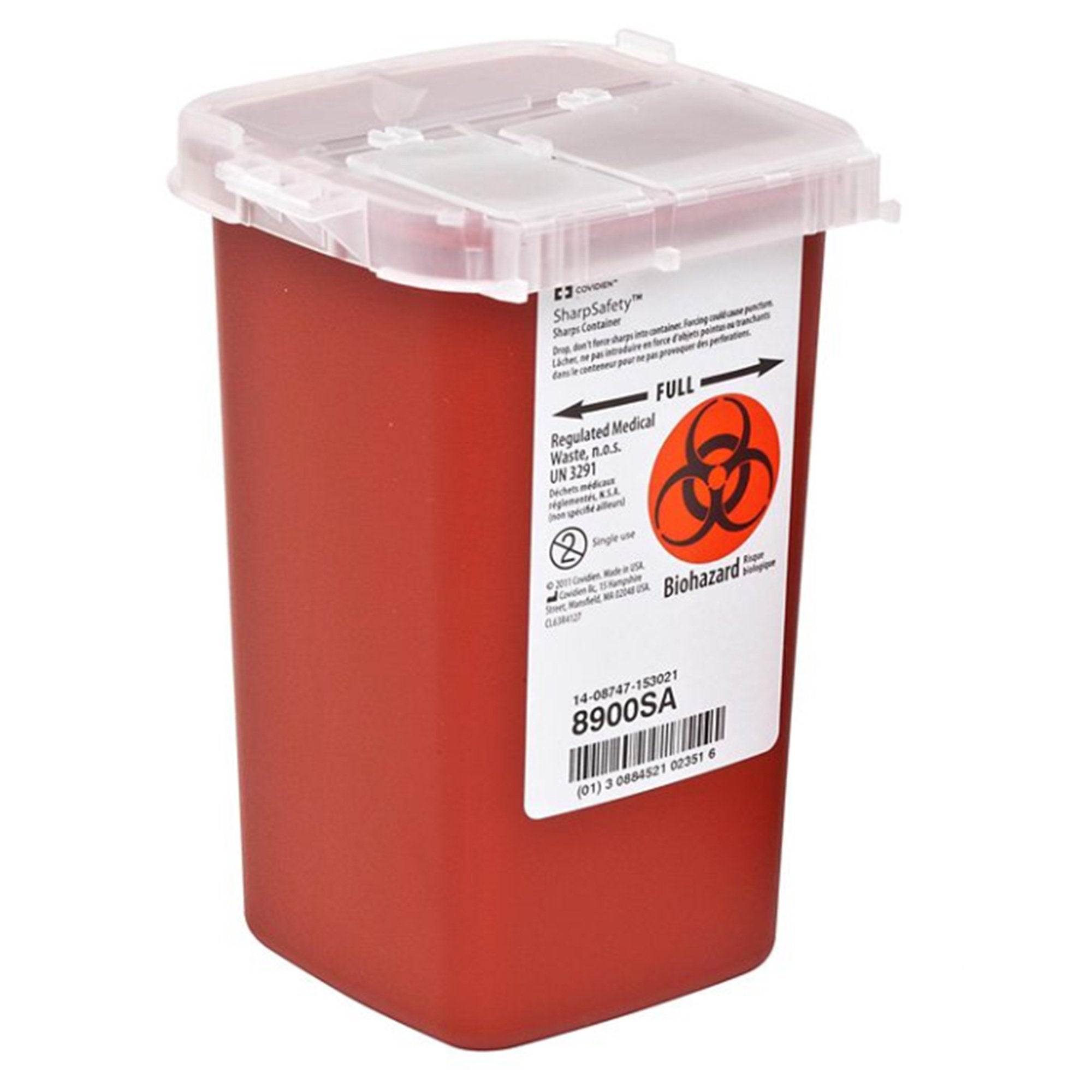 Sharps Container SharpSafety Red Base 6-1/4 H X 4-1/2 W X 4-1/4 D Inch Vertical Entry 0.25 Gallon