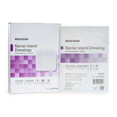 Barrier Island Composite Dressing McKesson 4 X 4 Inch Square Sterile Water Resistant Film Backing 6 X 6 Inch · Pack: BX