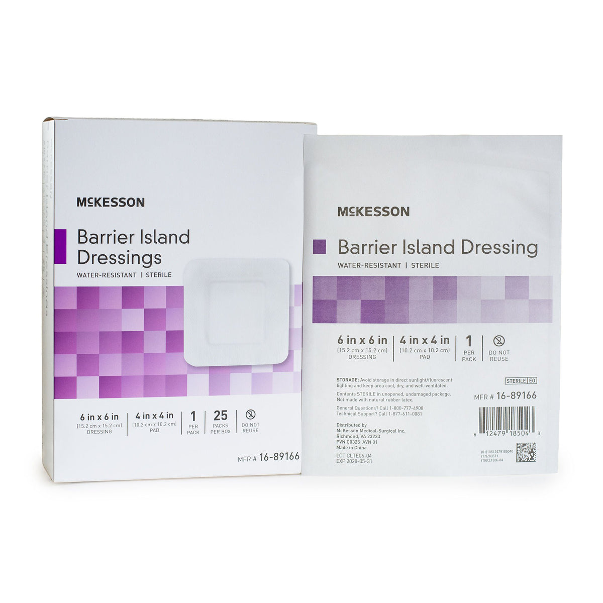 Barrier Island Composite Dressing McKesson 4 X 4 Inch Square Sterile Water Resistant Film Backing 6 X 6 Inch · Pack: BX