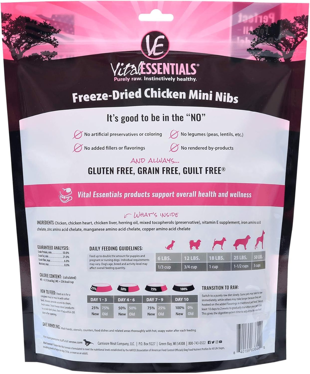 Freeze Dried Dog Food, Chicken Mini Nibs 16 Oz