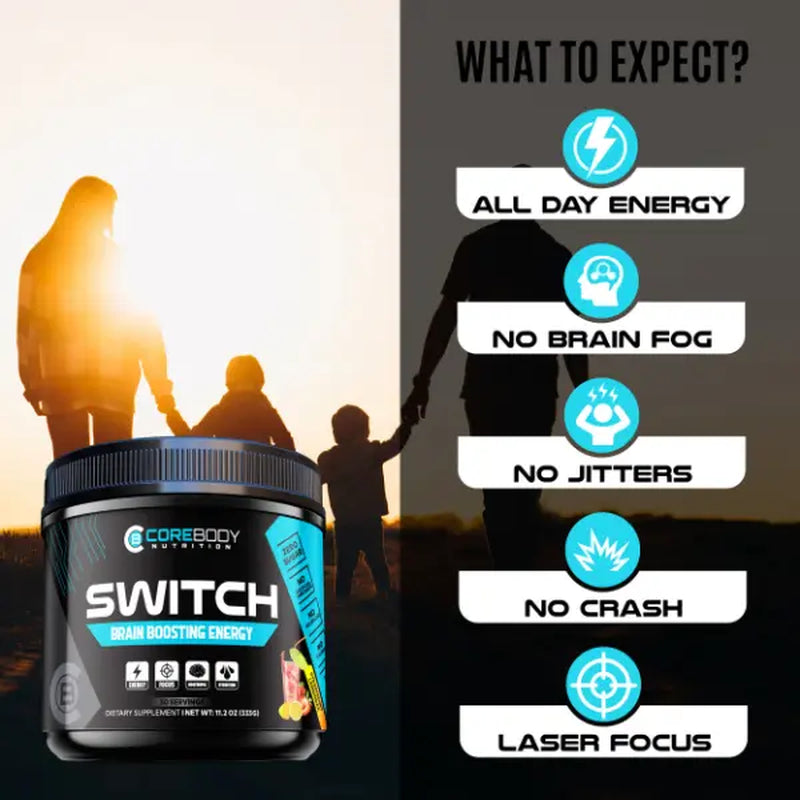 Switch Clean Energy and Focus Drink Mix | Clean Preworkout, Calm L-Theanine, Ashwagandha