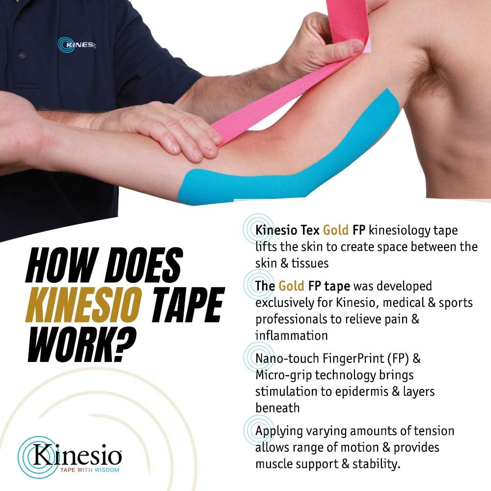 Kinesiology Tape Kinesio Tex Gold FP Beige 2 Inch X 5-1/2 Yard Cotton NonSterile