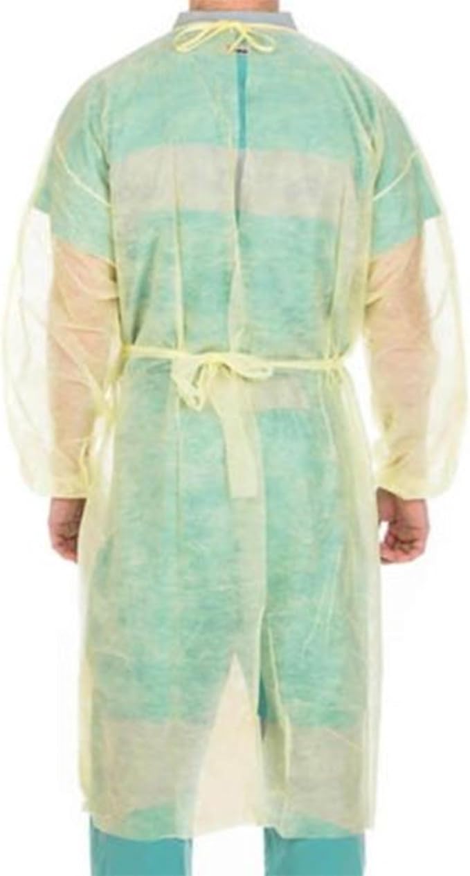 protective procedure gown one size fits most yellow nonsterile not rated disposable packaging type case
