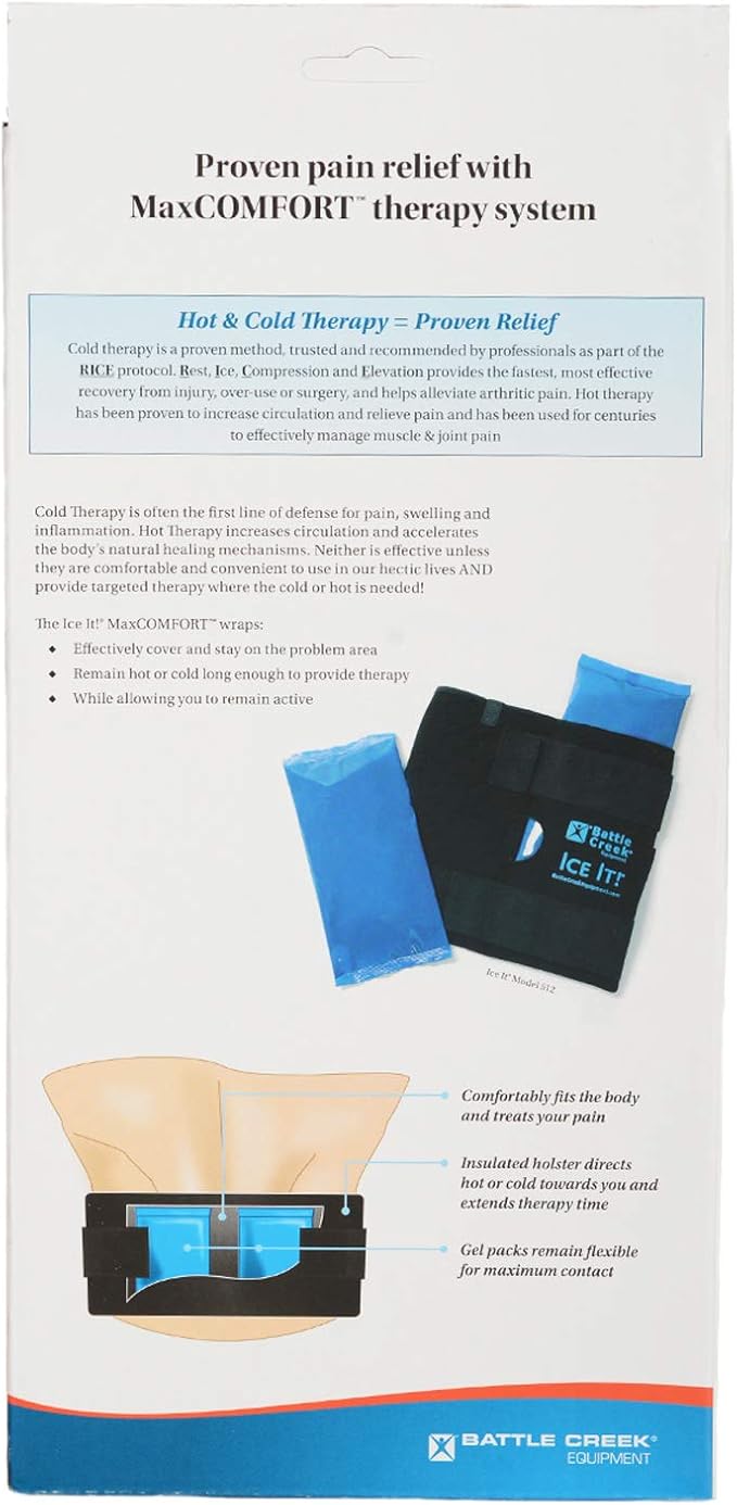 Cold Pack with Wrap Ice It! MaxCOMFORT System Knee 12 X 13 Inch Fabric / Foam / Vinyl / Gel Reusable,Packaging Type- Each