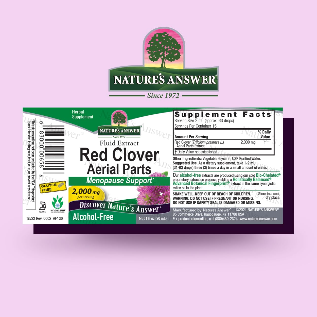 Nature's Answer - Red Clover Tops Extract - Alcohol-free - 1 Oz