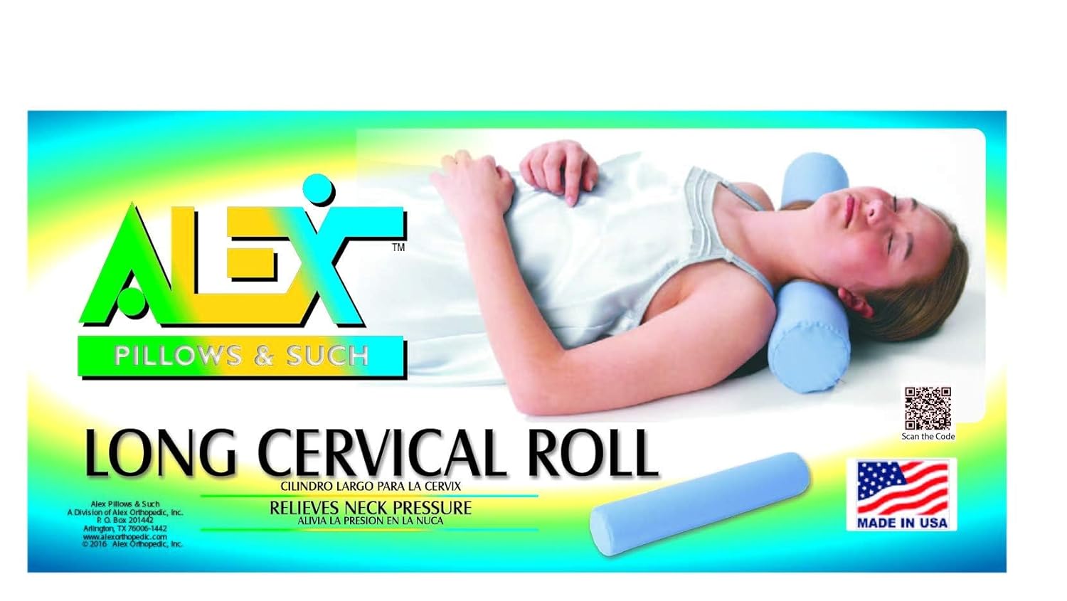 Long Cervical Roll Blue 4 X19  By Alex Orthopedic