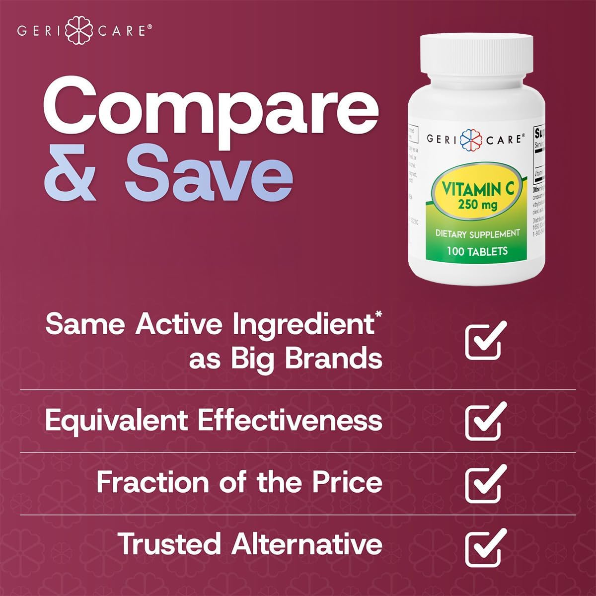 vitamin c supplement geri care ascorbic acid 250 mg strength tablet 100 per bottle packaging type case