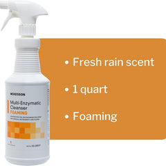 Multi-Enzymatic Instrument Detergent McKesson Foam RTU 1 Quart Bottle Fresh Rain Scent, Packaging Type- Case