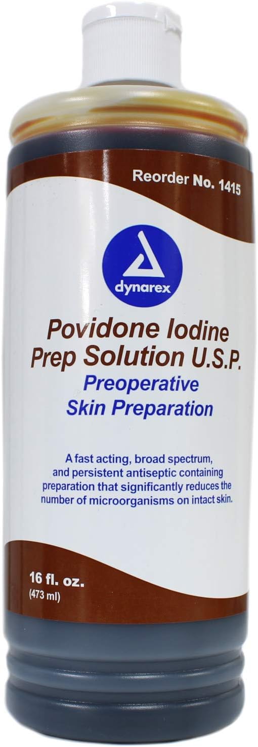 Skin Prep Solution Dynarex 16 oz. Bottle 10% Strength Povidone-Iodine NonSterile, Packaging Type- Case