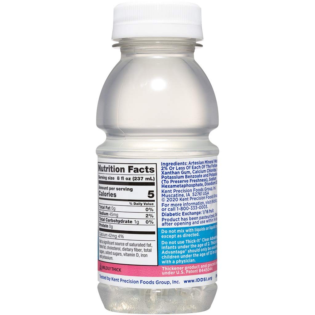 Thickened Water Thick-It Clear Advantage 8 oz. Bottle Unflavored Liquid IDDSI Level 2 Mildly Thick, Packaging Type- Case