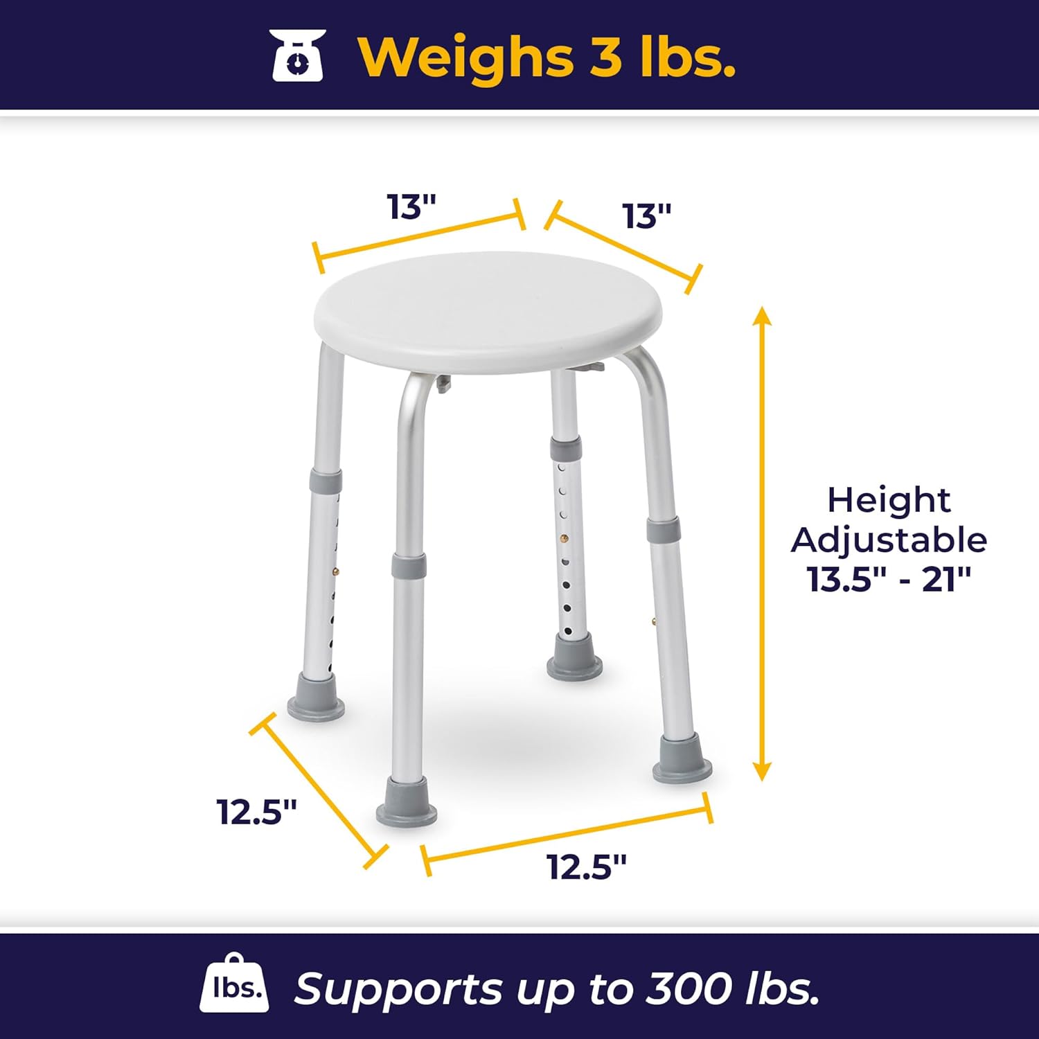 Bath Stool  - Round  White By Drive
