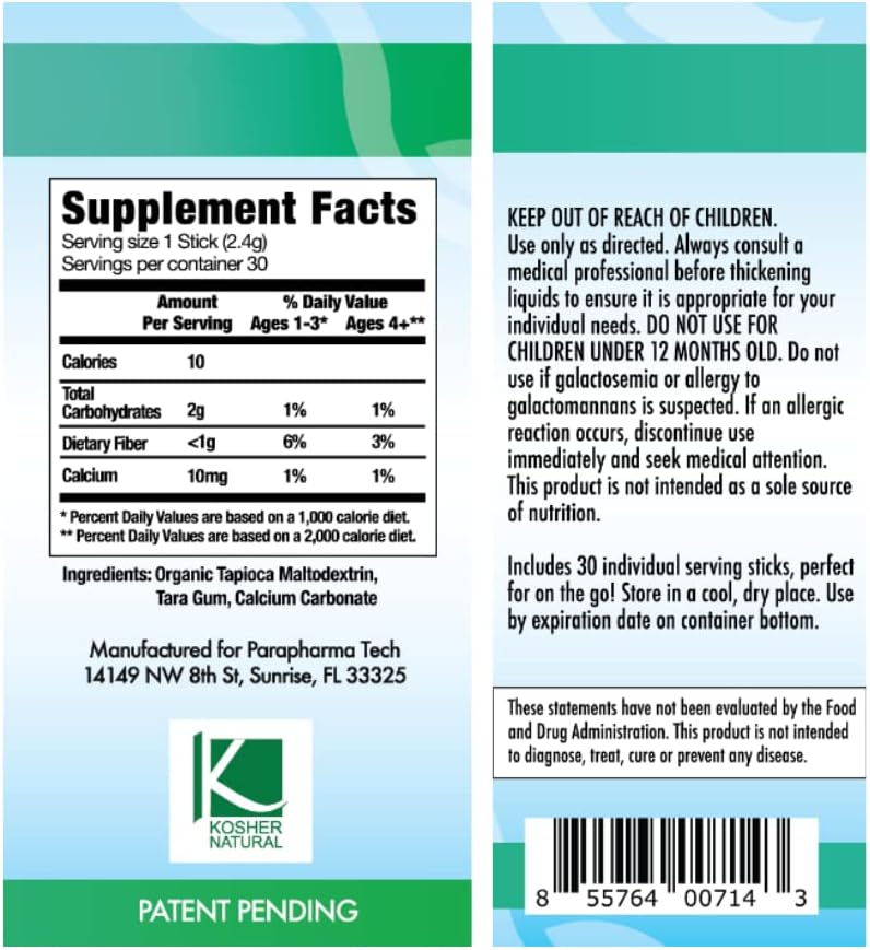 Food and Beverage Thickener purathick 2.4 Gram Individual Packet Unflavored Powder IDDSI Level 1 Slightly Thick, Packaging Type- Case