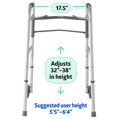 walker adult w 5 wheels folding blue case of 2