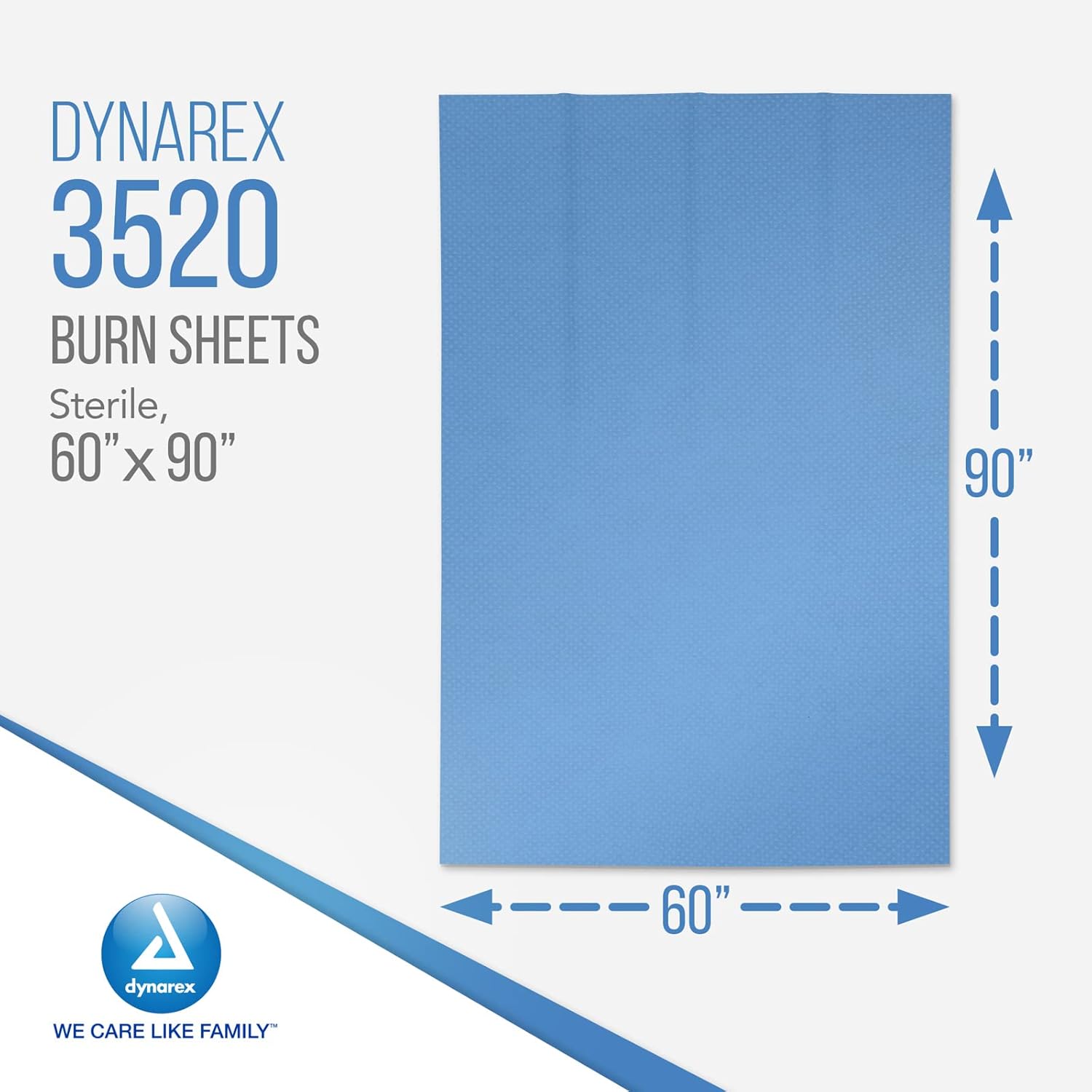 Dynarex 3520 Blue First Aid 60x90inch Burn Sheet - Sterile, Pack of 12 Sheet