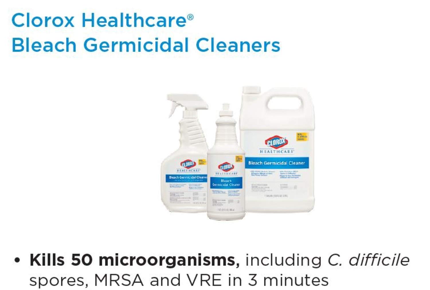 Clorox Healthcare Bleach Surface Disinfectant Cleaner Germicidal Trigger Spray Liquid 32 oz. Bottle Fruity Floral Bleach Scent NonSterile,Packaging Type- Each