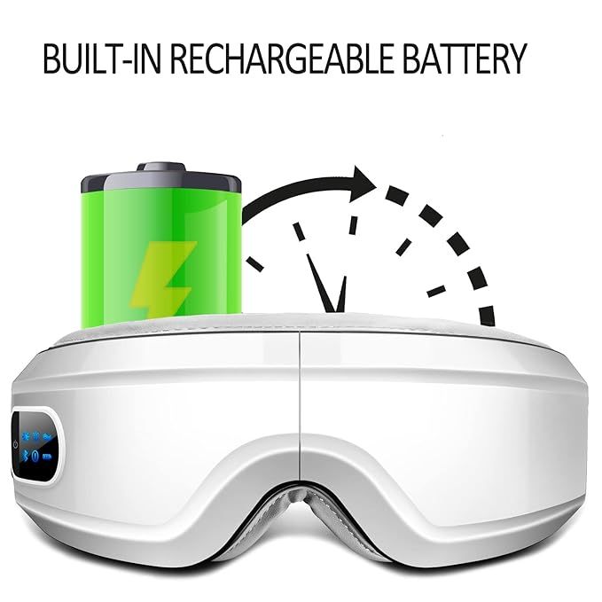 Masajeador de ojos con vibración, compresa caliente, calmante, hidratante visual, máscara de ojos inteligente con Bluetooth para adultos, protector ocular.