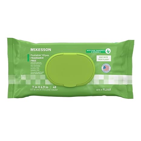 Flushable Personal Wipe McKesson Soft Pack Unscented 48 Count, Packaging Type- Case