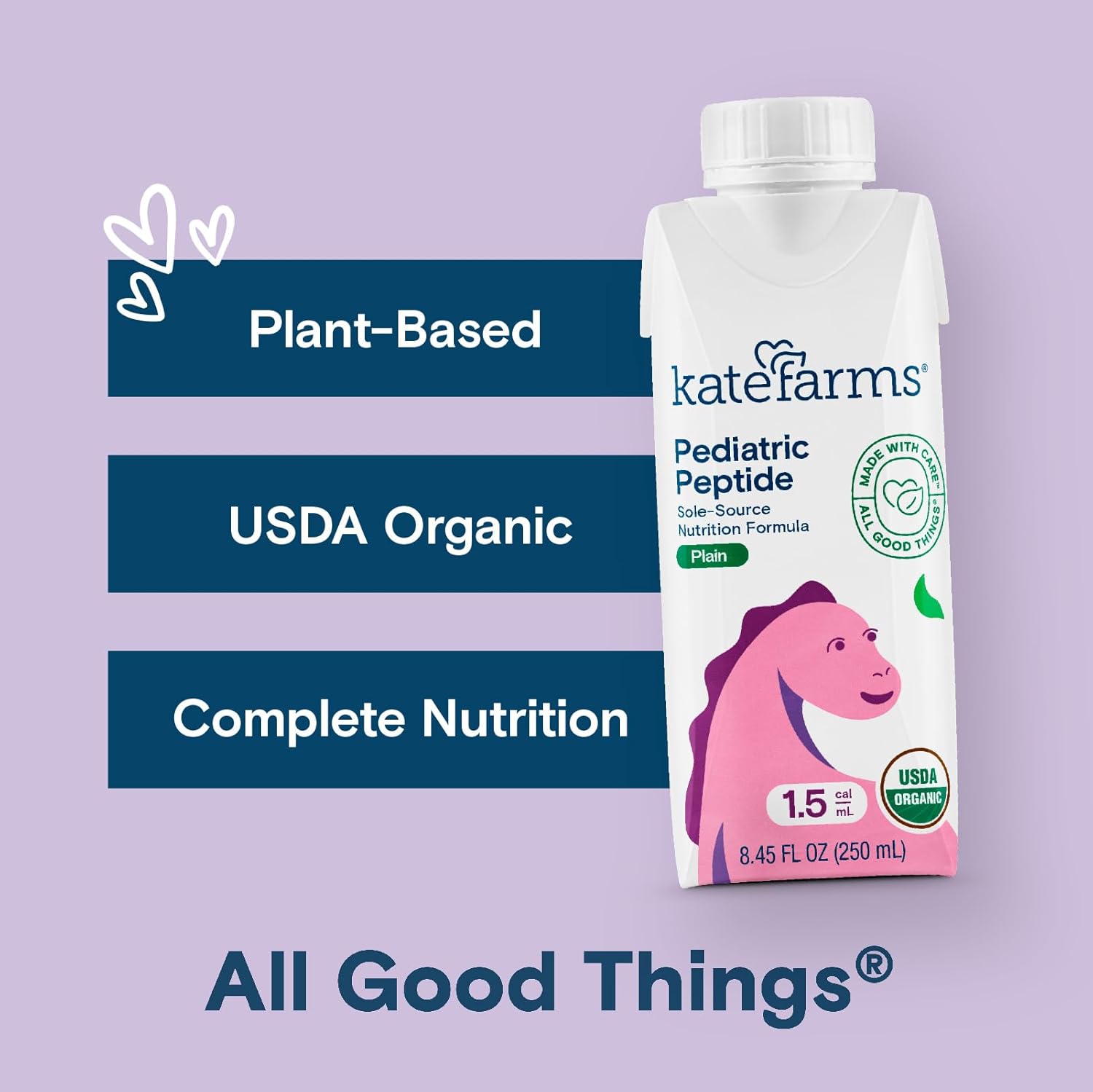 Pediatric Oral Supplement Kate Farms Pediatric Peptide 1.5 Plain Flavor 8.45 oz. Carton Liquid Organic Hydrolyzed Pea Protein,Packaging Type- Each