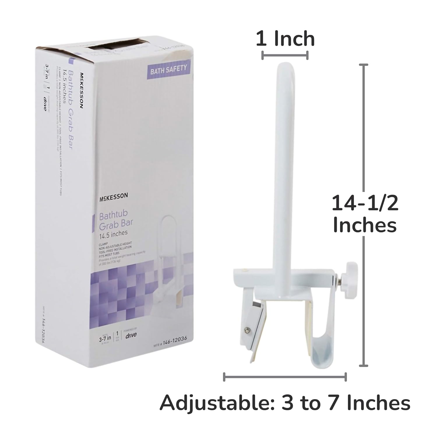 Bathtub Grab Bar McKesson White Steel, Packaging Type- Case