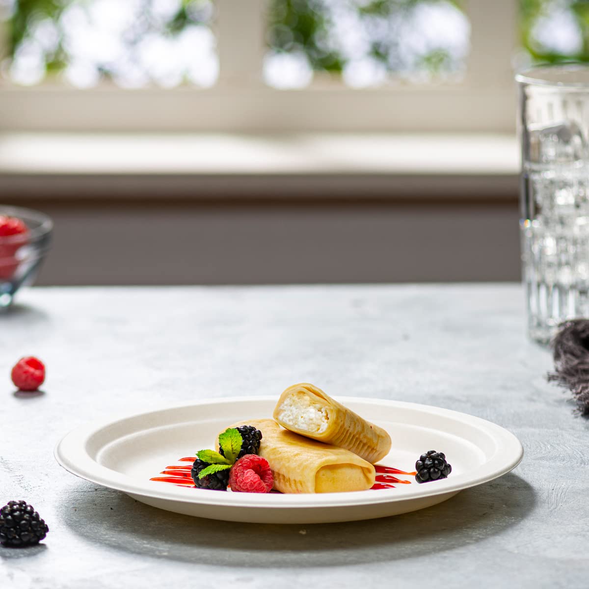 Plate Bare Eco-Forward White Single Use Paper 9 Inch Diameter, Packaging Type- Case