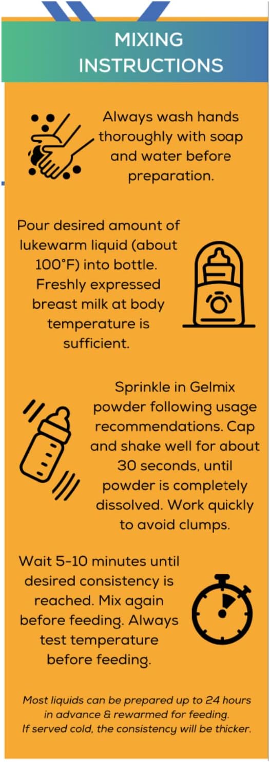 Infant Formula and Breast Milk Thickener Gelmix 2.4 Gram Individual Packet Unflavored Powder IDDSI Level 1 Slightly Thick,  Packaging Type- Box