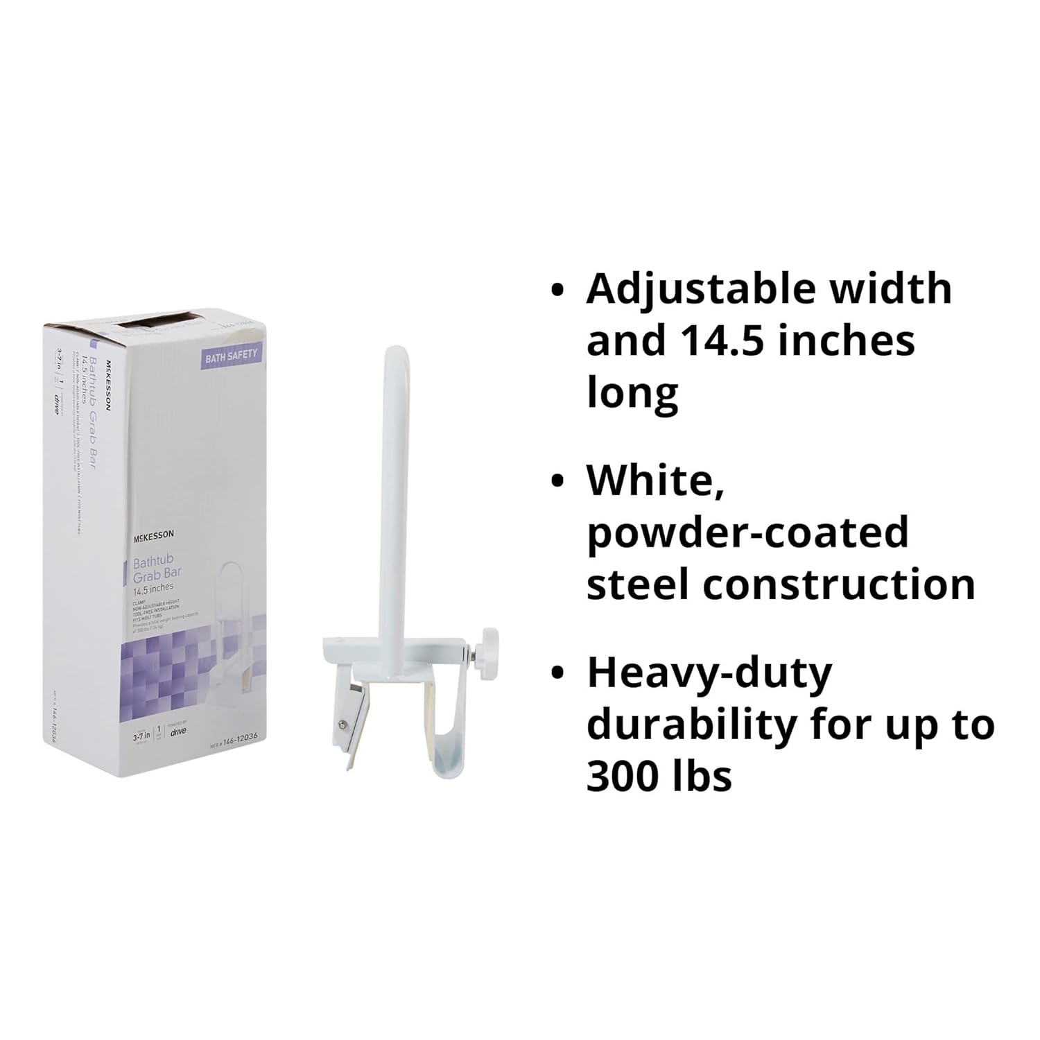 Bathtub Grab Bar McKesson White Steel, Packaging Type- Case