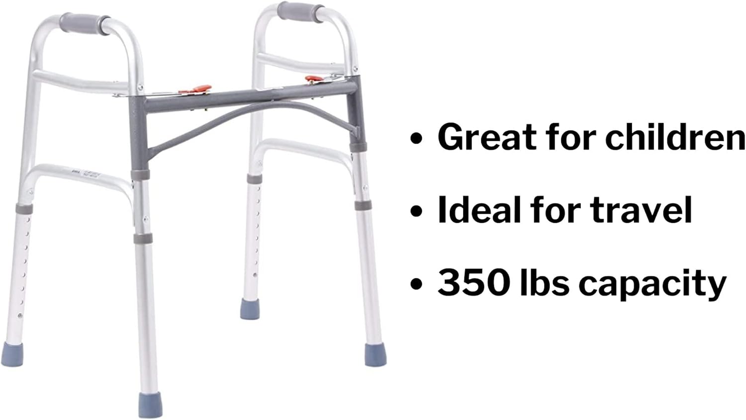 Dual Release Folding Walker Adjustable Height McKesson Aluminum Frame 350 lbs. Weight Capacity 25 to 32 Inch Height, Packaging Type- Case