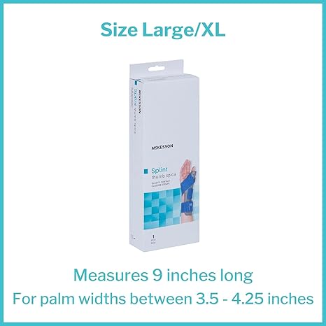 Thumb Splint McKesson Adult Large / X-Large Hook and Loop Strap Closure Right Hand Blue / Gray
