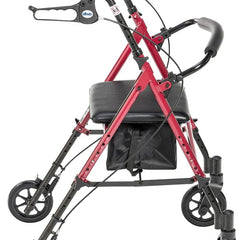 aluminum rollator w loop brake burgundy 4 wheel