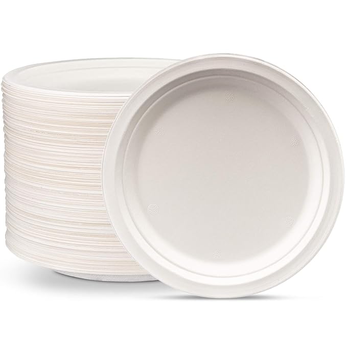 Plate Bare Eco-Forward White Single Use Paper 9 Inch Diameter, Packaging Type- Case