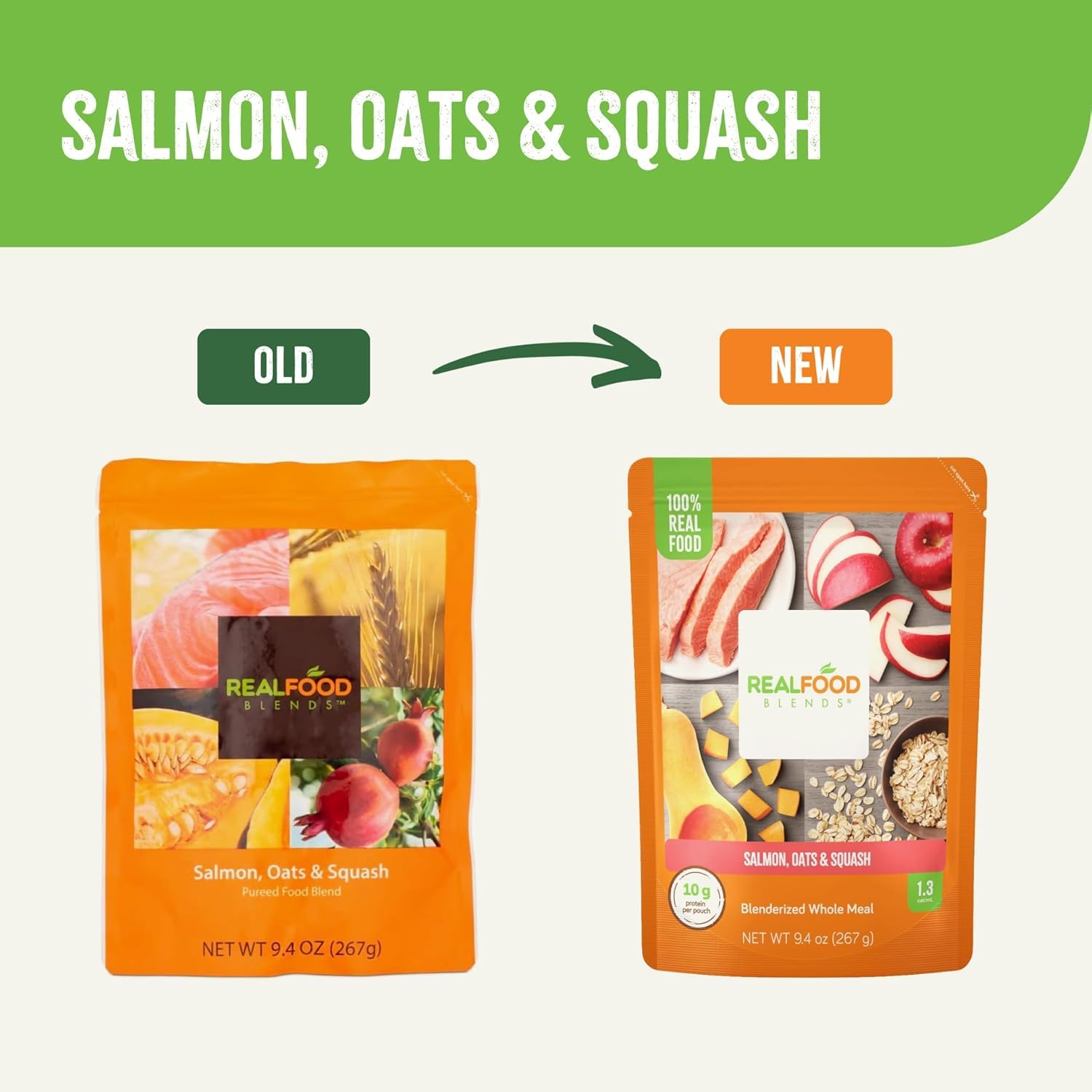 Tube Feeding Formula Real Food Blends Salmon / Oats / Squash Flavor Liquid 9.4 oz. Pouch