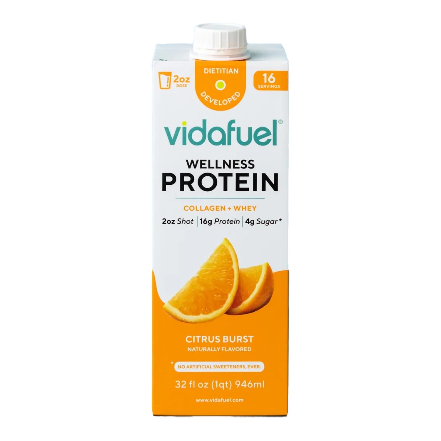 Oral Supplement Vida Fuel Wellness Protein Citrus Burst Flavor Liquid 32 oz. Reclosable Carton