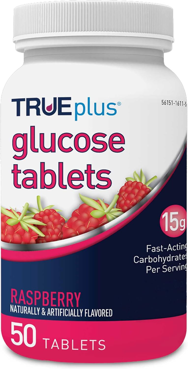 Glucose Supplement TRUEplus 50 per Bottle Chewable Tablet Raspberry Flavor, Packaging Type- Case