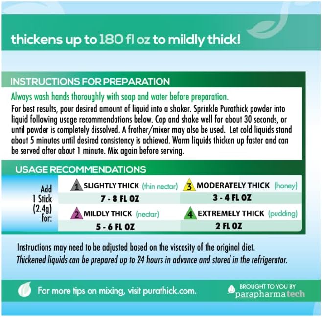 Food and Beverage Thickener purathick 2.4 Gram Individual Packet Unflavored Powder IDDSI Level 1 Slightly Thick, Packaging Type- Case