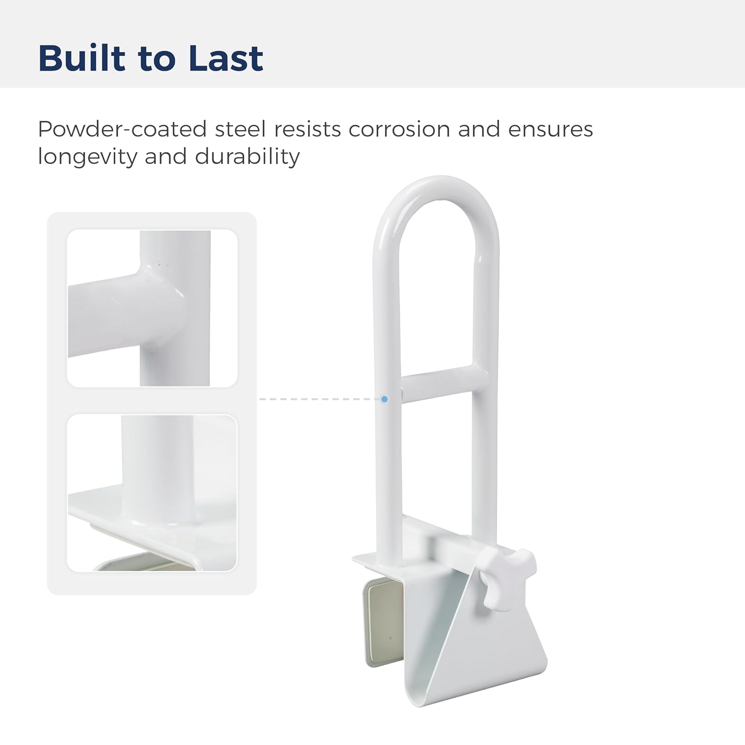 Drive Bathtub Grab Bar White Steel