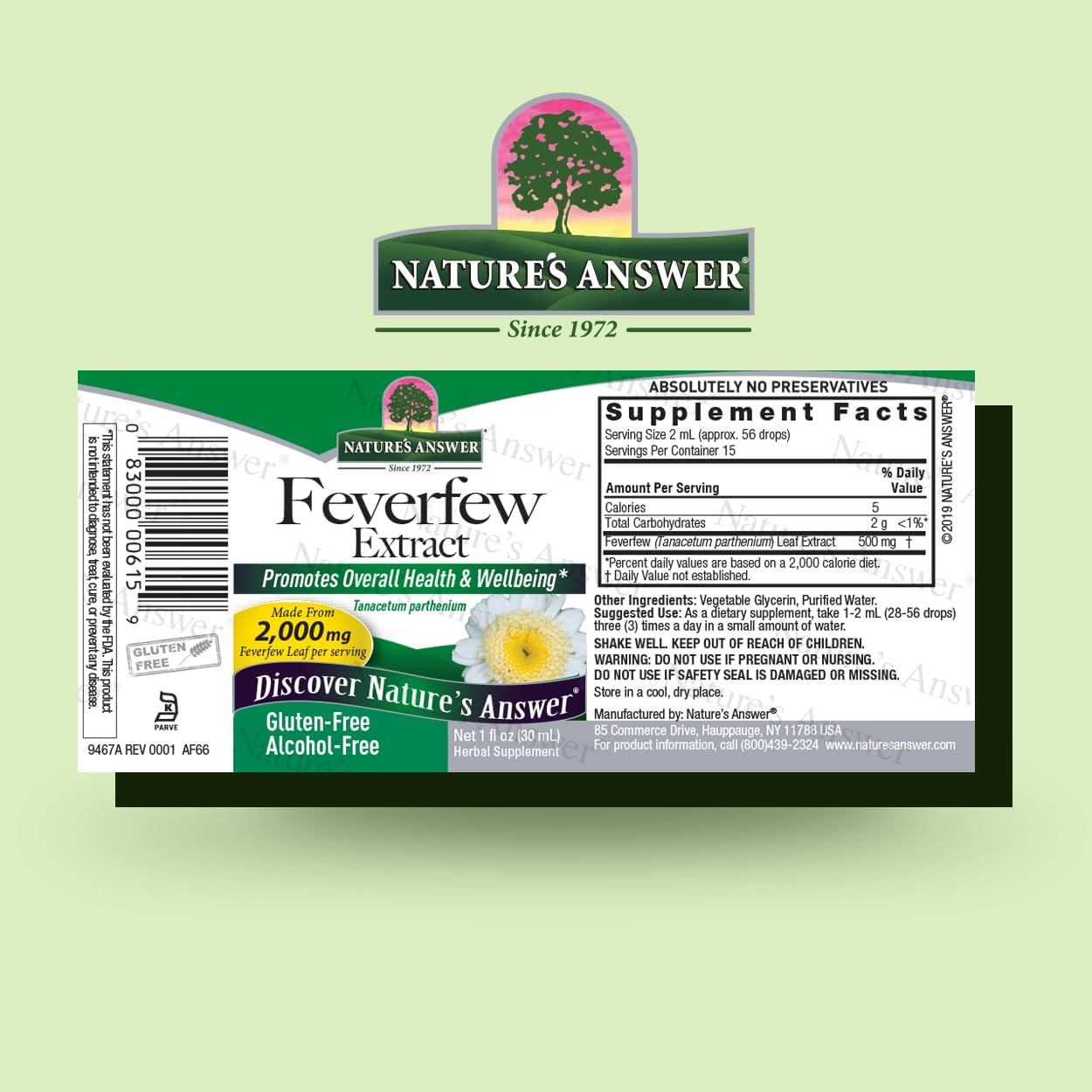 Nature's Answer - Feverfew Leaf Alcohol Free - 1 Fl Oz