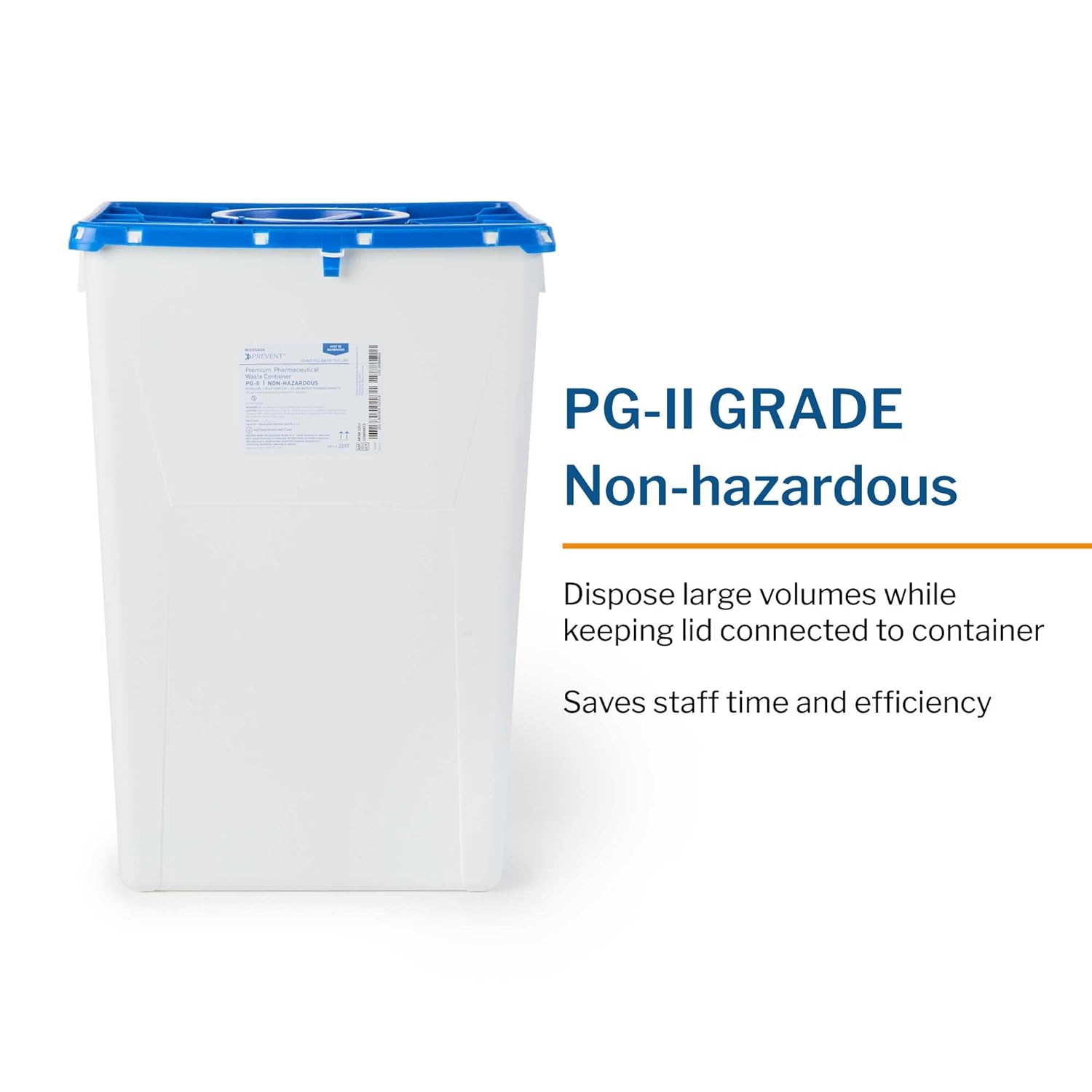 Pharmaceutical Waste Container McKesson Prevent White Base 24-3/5 H X 17-3/10 W X 13 L Inch Vertical Entry 18 Gallon,  Packaging Type- Case