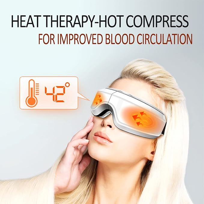 Masajeador de ojos con vibración, compresa caliente, calmante, hidratante visual, máscara de ojos inteligente con Bluetooth para adultos, protector ocular.