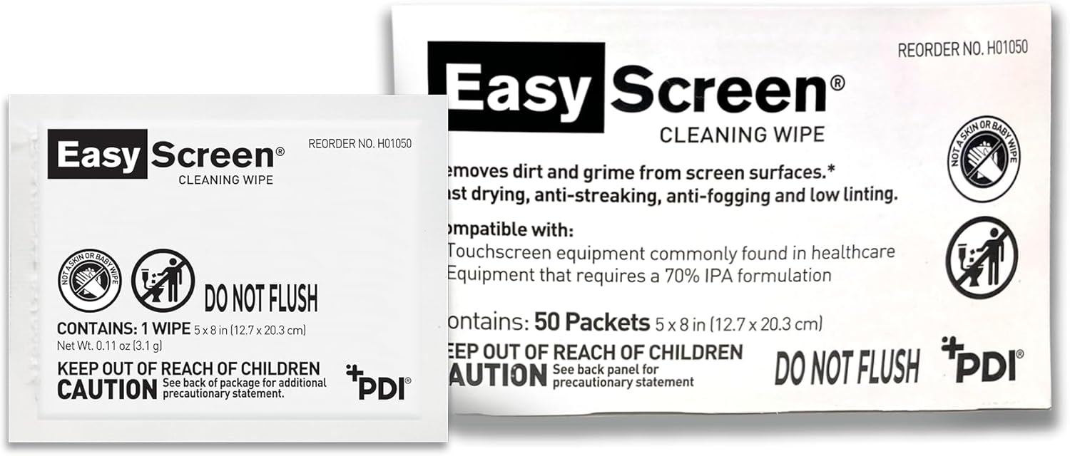 Easy Screen Surface Cleaner Premoistened Alcohol Based Manual Pull Wipe 50 Count Individual Packet Alcohol Scent NonSterile, Packaging Type- Case