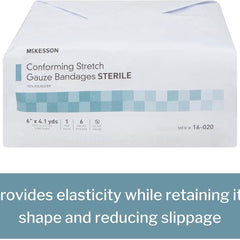 Conforming Bandage McKesson 6 Inch X 4-1/10 Yard Sterile 1 per Pack, Packaging Type- Case