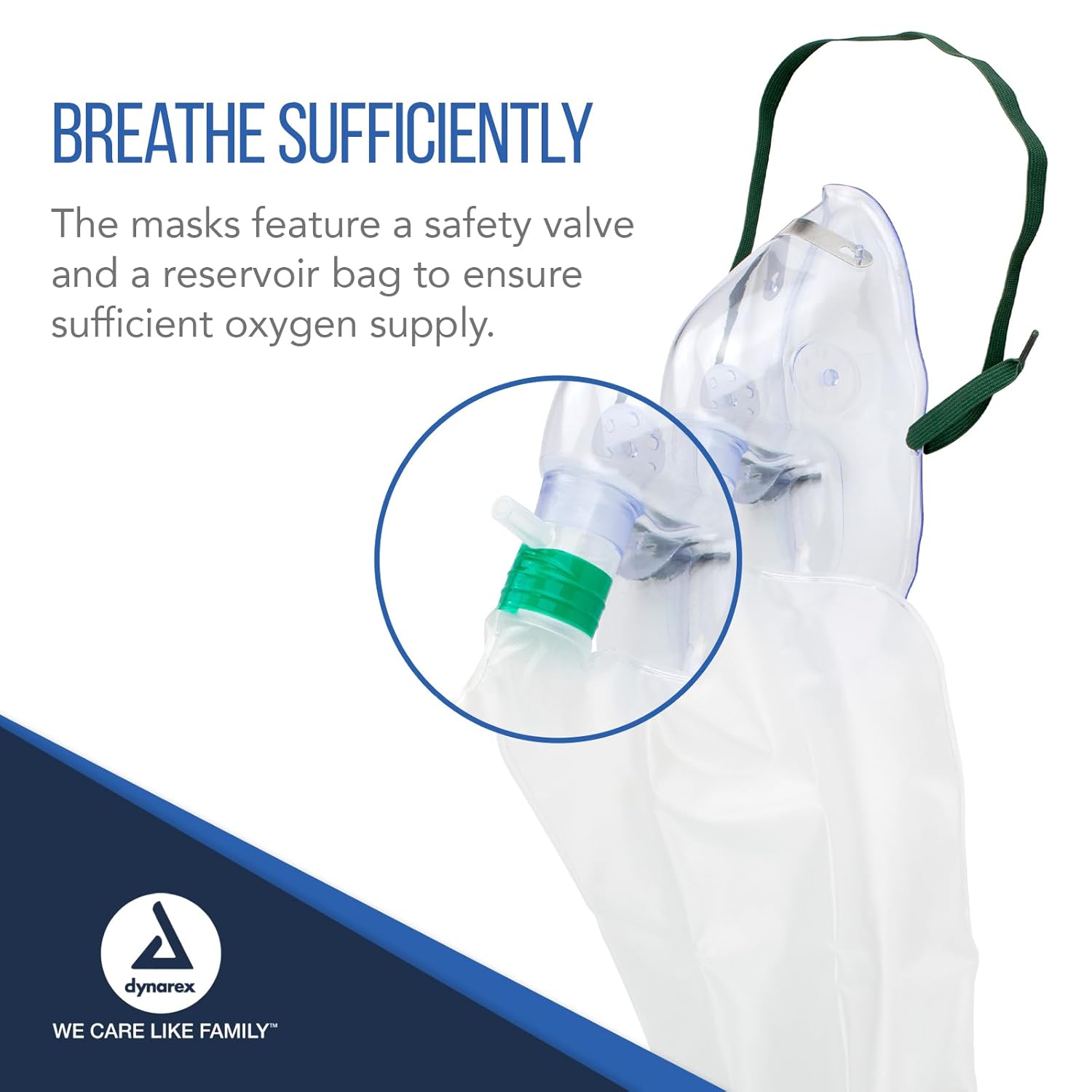 Dynarex Non-Rebreather & 3-in-1 Oxygen Masks | Reliable Oxygen Delivery for Emergency Care | Comfortable Fit & Secure Seal for Optimal Breathing Support