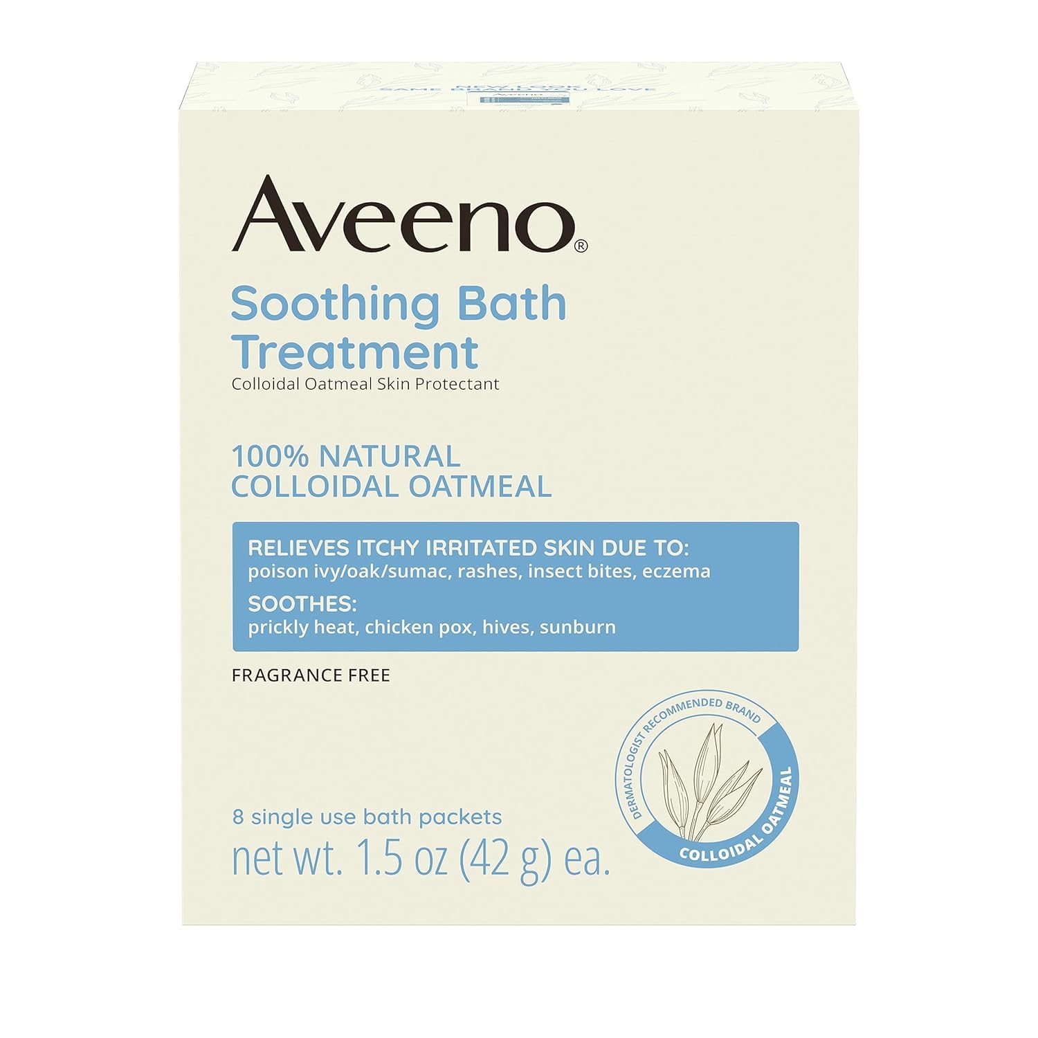 bath additive aveeno 1 5 oz individual packet unscented powder packaging type box