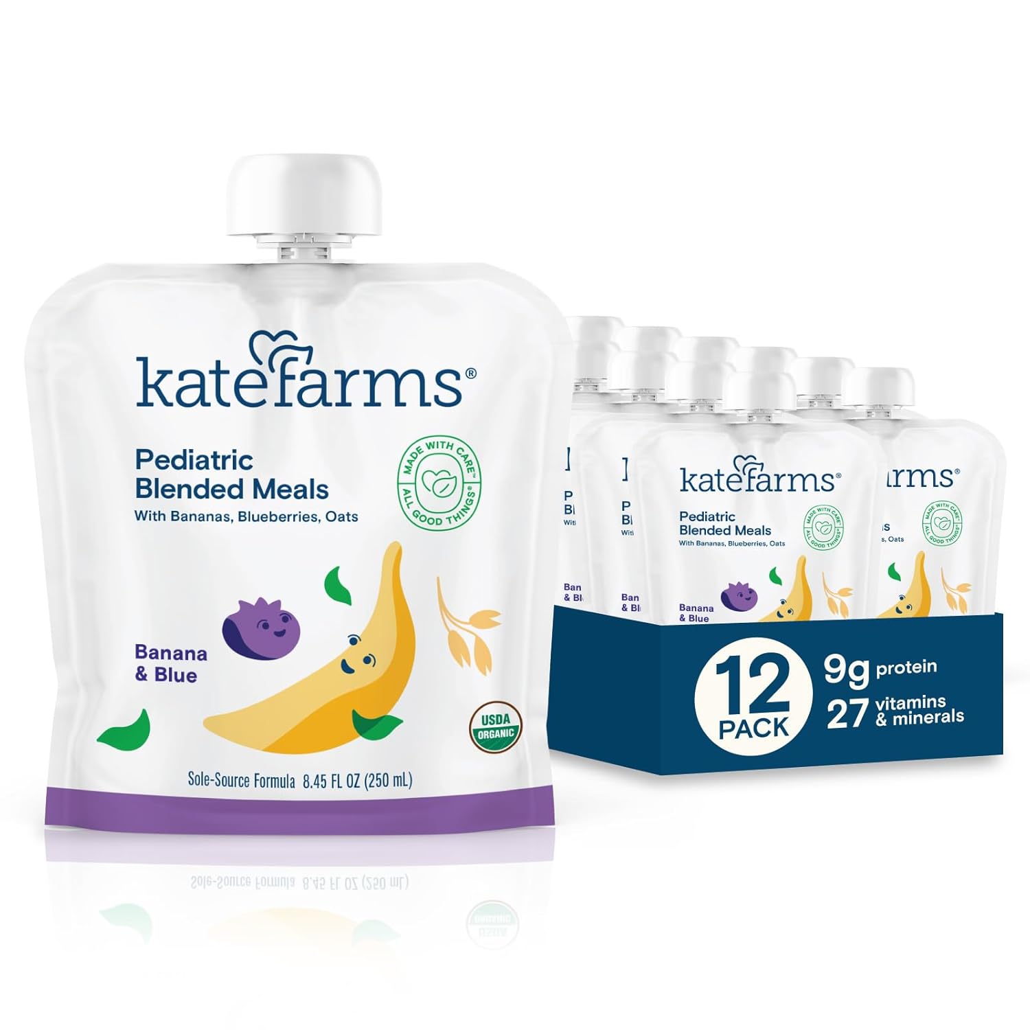 Pediatric Tube Feeding Formula Kate Farms Banana / Blueberry Flavor 8.45 oz. / 250 mL Pouch Liquid Organic Pea Protein,Packaging Type- Each