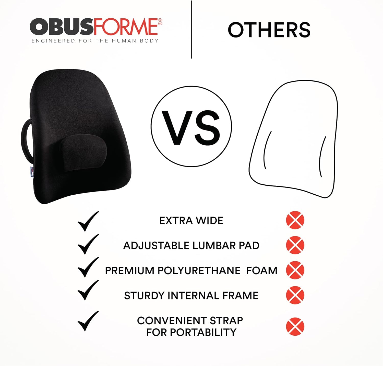 Wideback Backrest Support Obusforme  Black