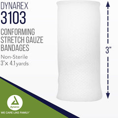 Conforming Bandage Dynarex 3 Inch X 4-1/10 Yard 1-Ply NonSterile 12 per Pack, Packaging Type- Case