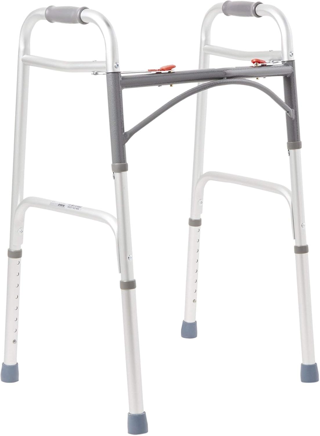 Dual Release Folding Walker Adjustable Height McKesson Aluminum Frame 350 lbs. Weight Capacity 32 to 39 Inch Height, Packaging Type- Case